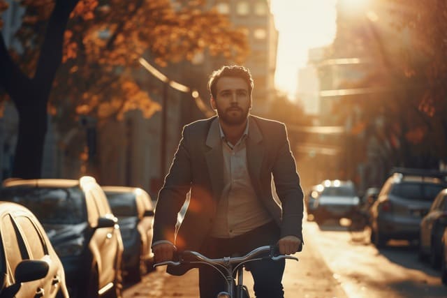 ai-generated-businessman-commuting-on-bicycle-in-urban
